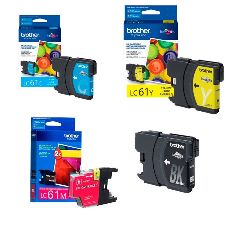 KIT 4 CARTUCHOS BROTHER ORIGINAL LC61 CMYK