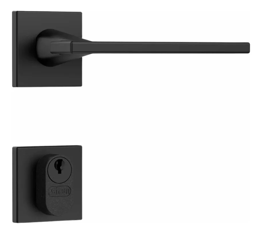 Fechadura Externa Broca 40mm 3000 Quadrada Preto Fosco Stam