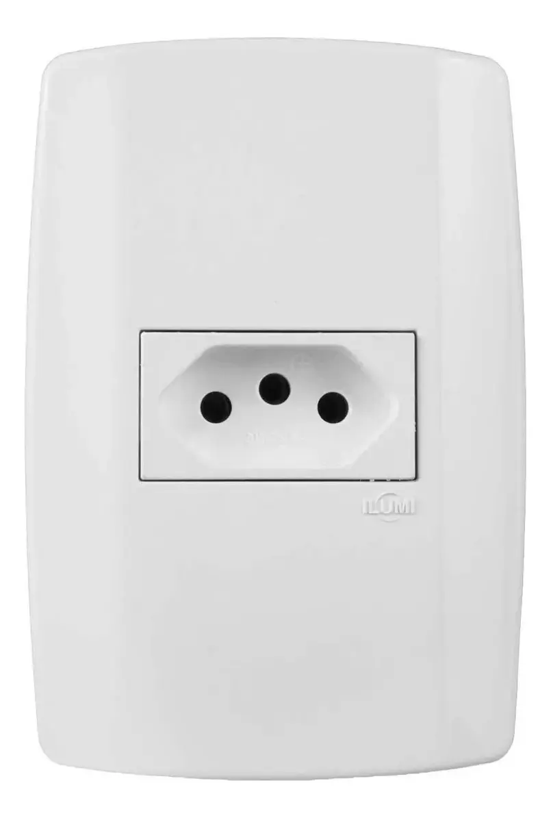 Tomada Simples 20A SLIM Branca Embutir Parede Completa Ilumi