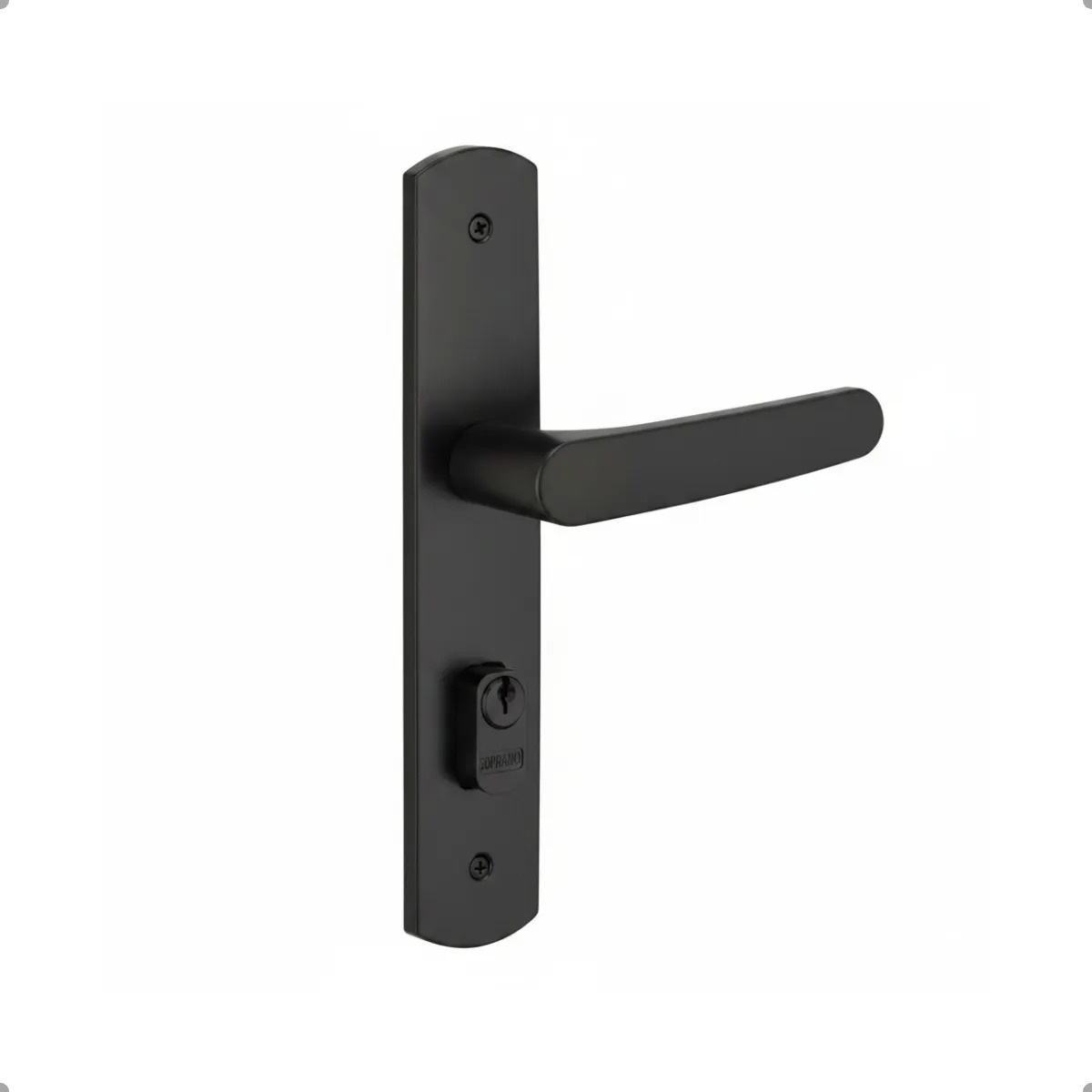 Fechadura Porta Ipanema Externa Broca 40mm Preta Soprano
