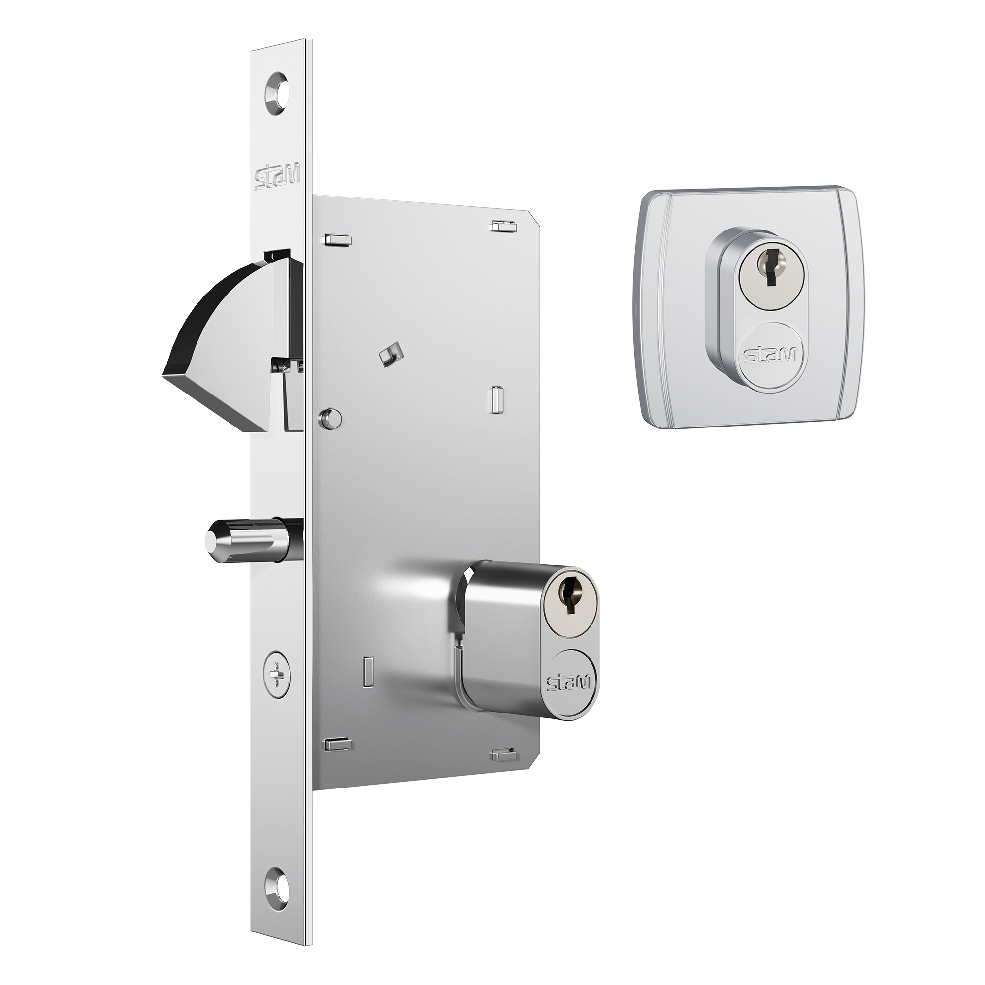 Fechadura 950 Porta Correr Roseta Quadrada Cromada Stam