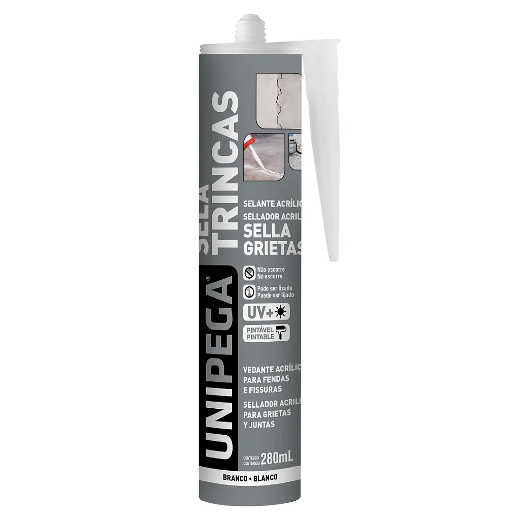 Selante Acrilico Adesivo Sela Trincas Branco 280ml Unipega
