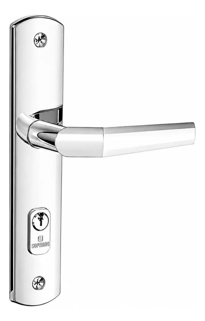 Fechadura Porta Popline Externa Broca 40mm Cromada Soprano