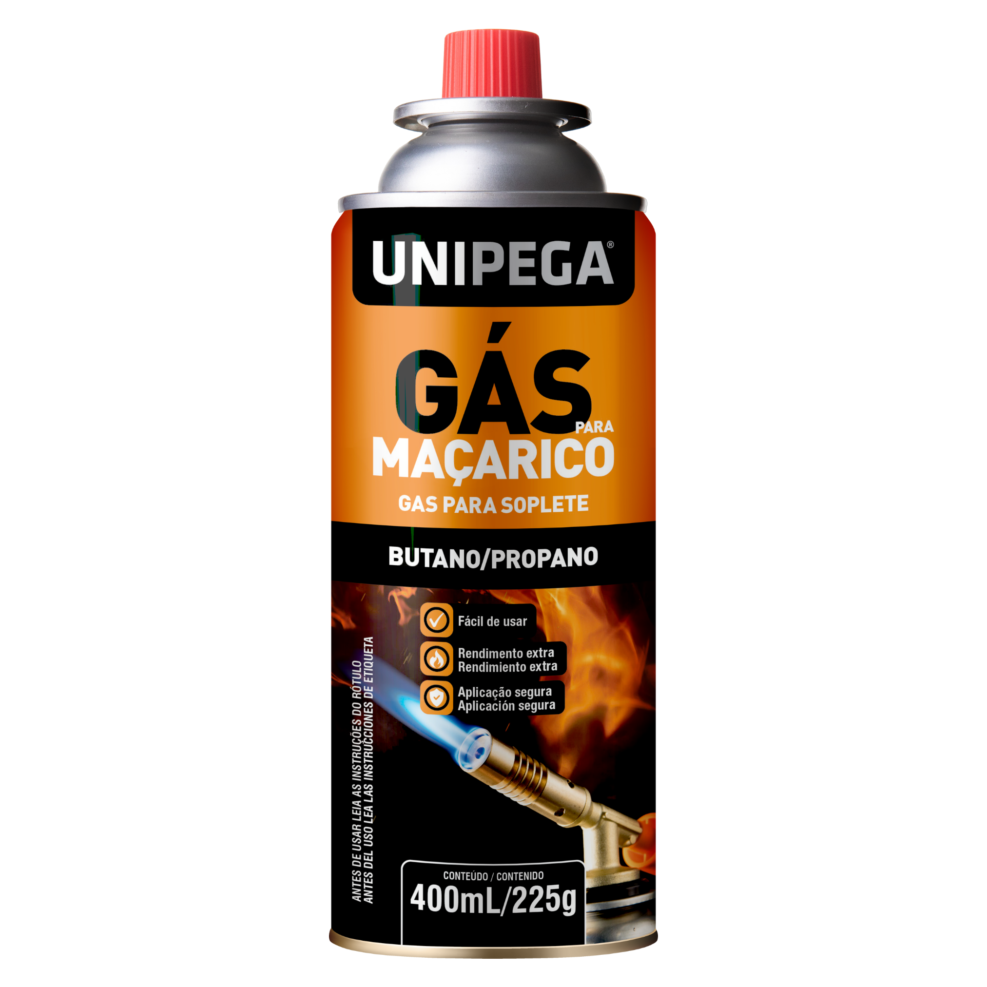 Gás P/ Maçarico Spray 400ML/225G Unipega