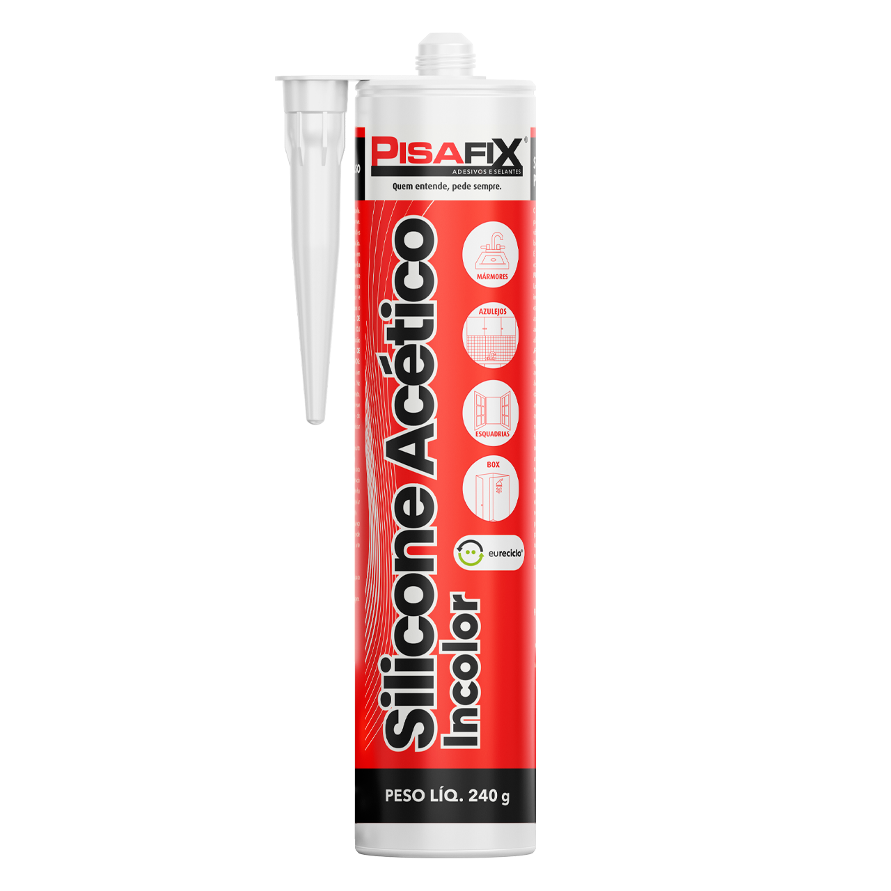 SILICONE ACETICO INCOLOR 240G - PISAFIX