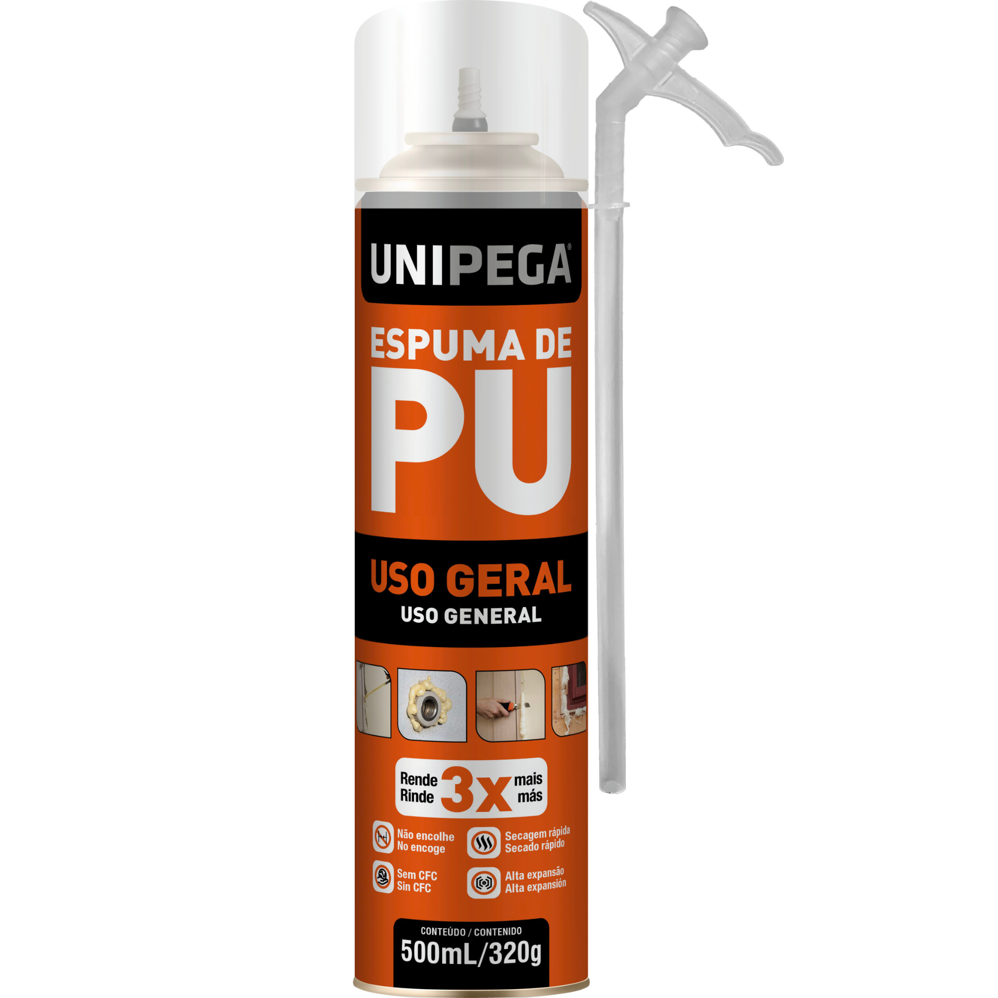 Expuma Expansiva PU Poliuretano Lata 500ml Uso Geral Unipega