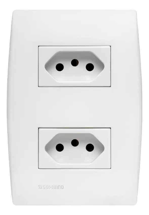 Tomada Dupla 10A ILUS Branca Parede 4X2 Completa Soprano