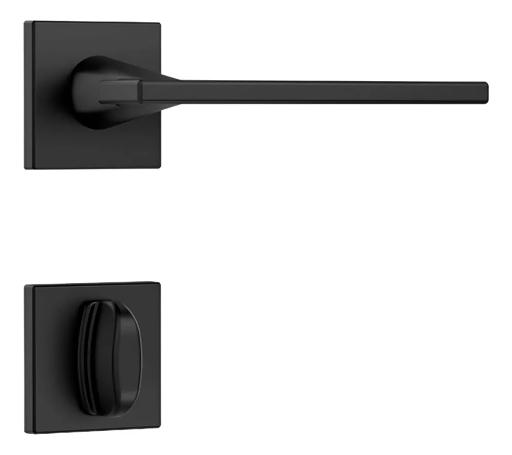 Fechadura Banheiro Broca 40mm 3000 Quadrada Preto Fosco Stam