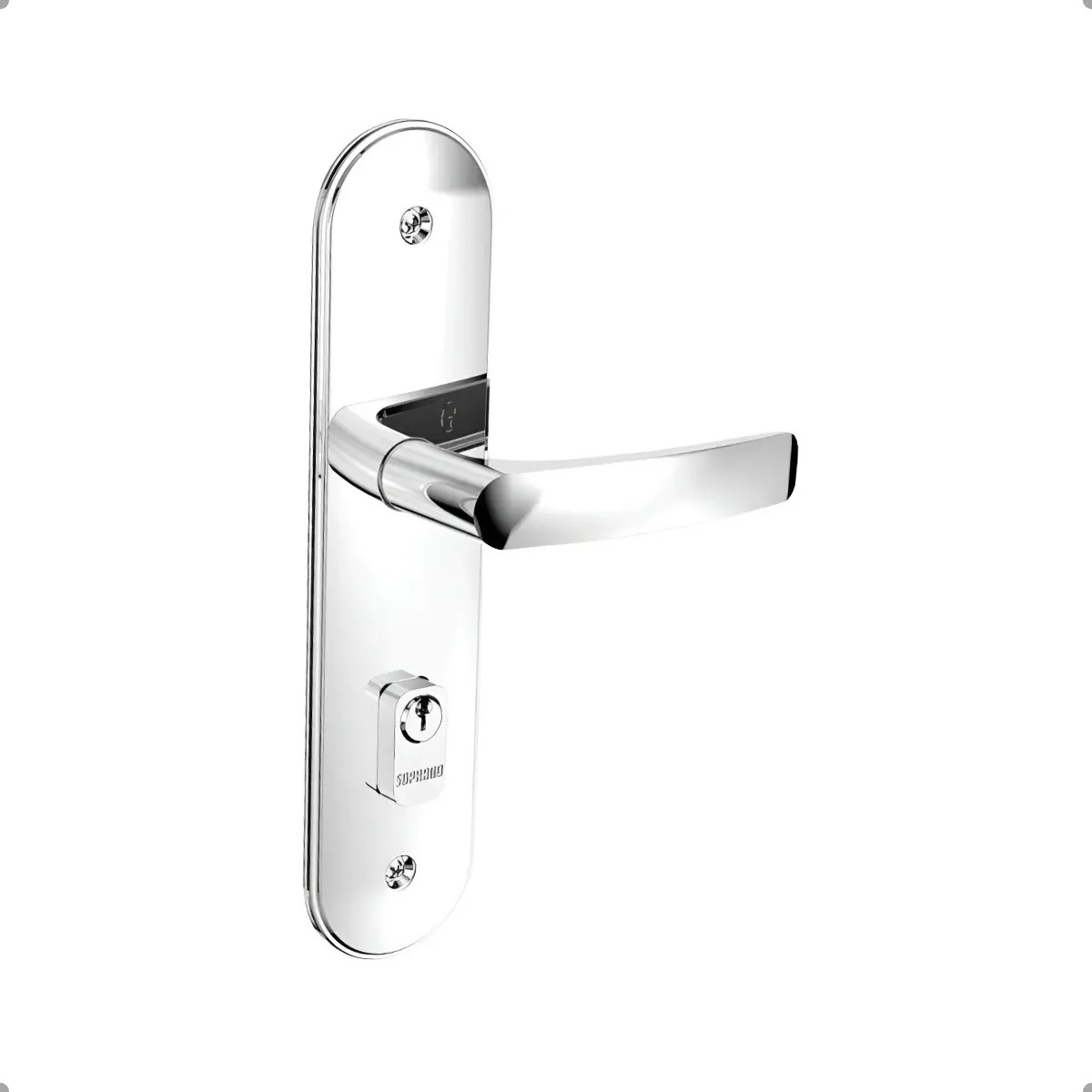 Fechadura Porta Pali Reta Externa Broca 40mm Cromado Soprano