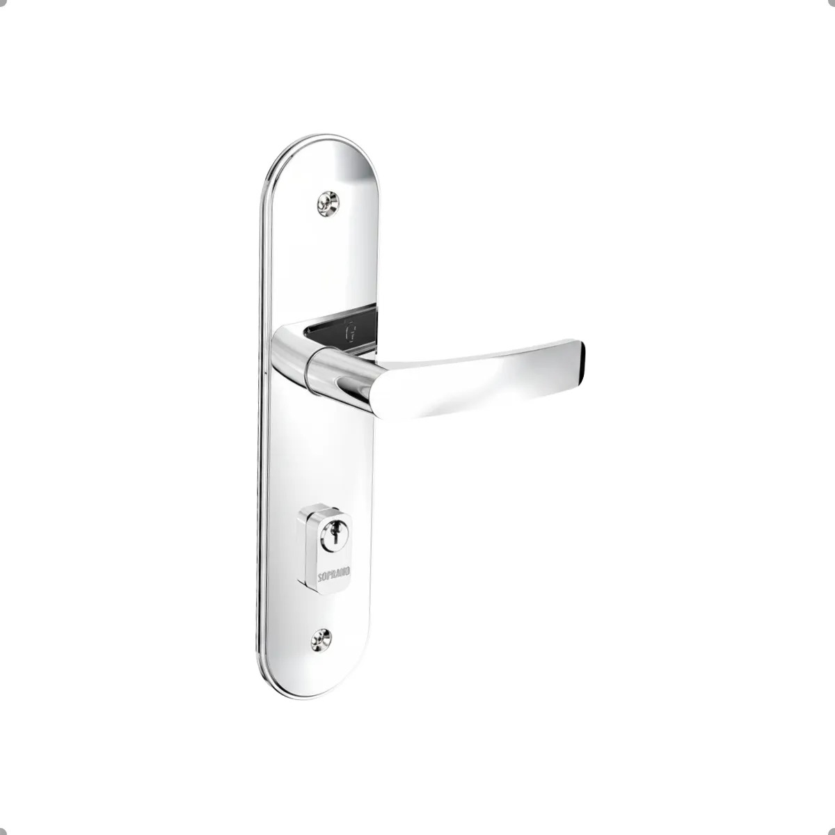 Fechadura Pali Reta Externa Espelho 55mm Cromado Soprano