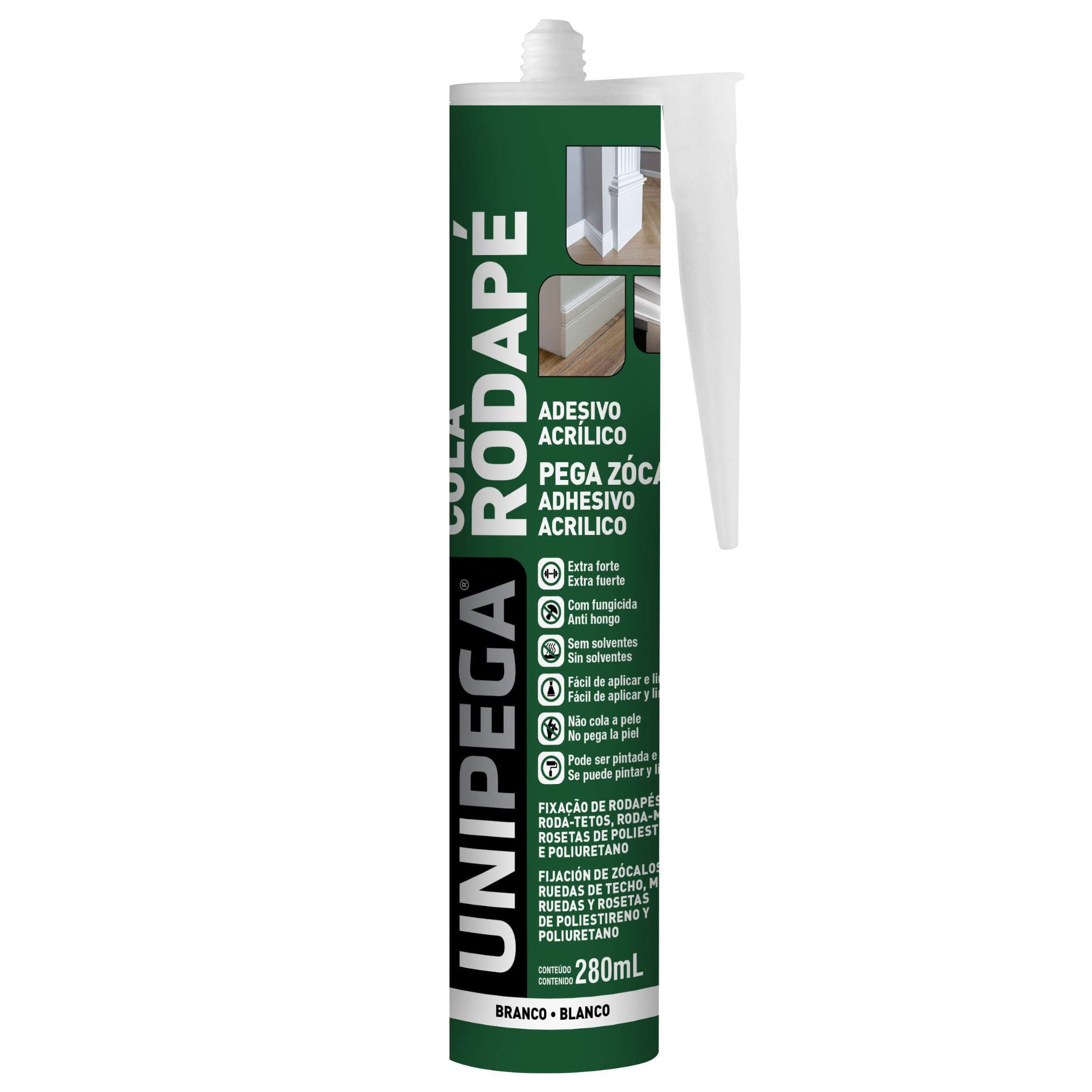 Tubo Cola Rodape Fixacao Mdf Madeira Gesso 280ml Unipega