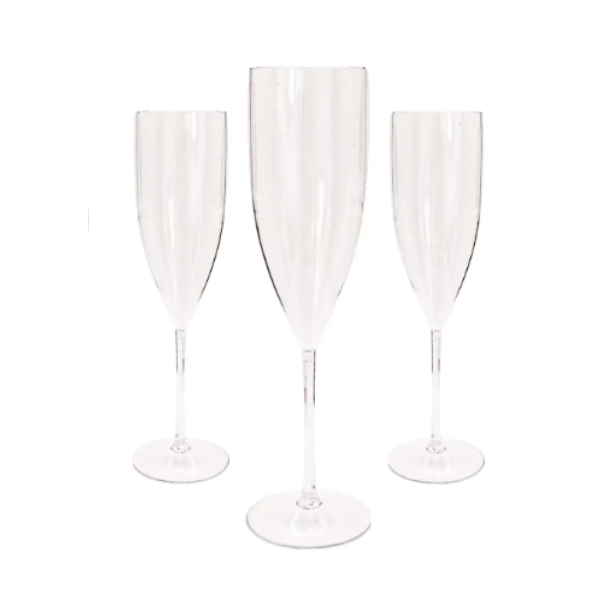 3 Taças De Champagne 150ml Acrílico Elite