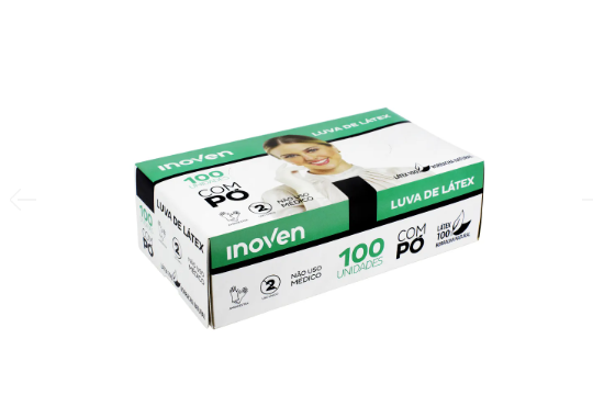 Luva de Látex com Pó Caixa com 100Un INOVEN