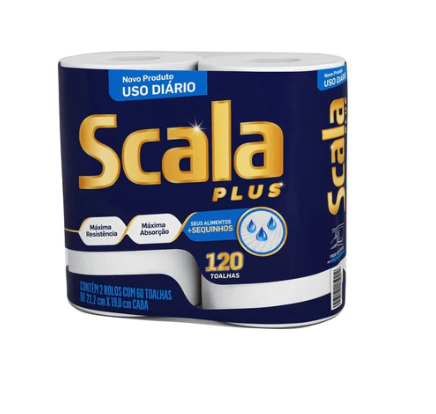 Papel Toalha para Cozinha Folha Dupla Scala Plus com 2 rolos