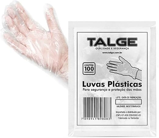 Luva Plástica Descartável Pacote com 100un - Talge