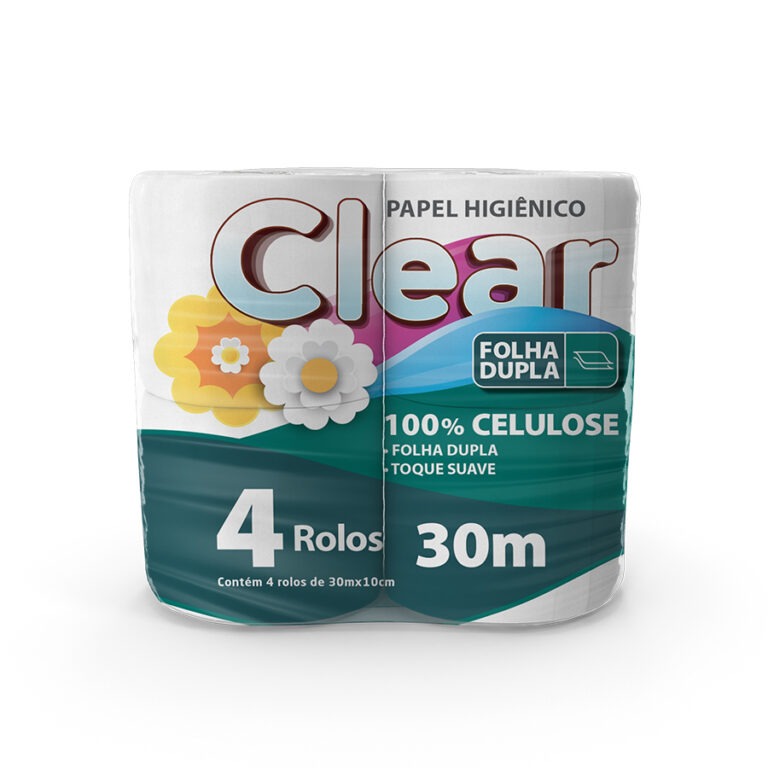 PAPEL HIGIENICO 30MTS 4R. 100% CEL. FOLHA DUPLA - CLEAR