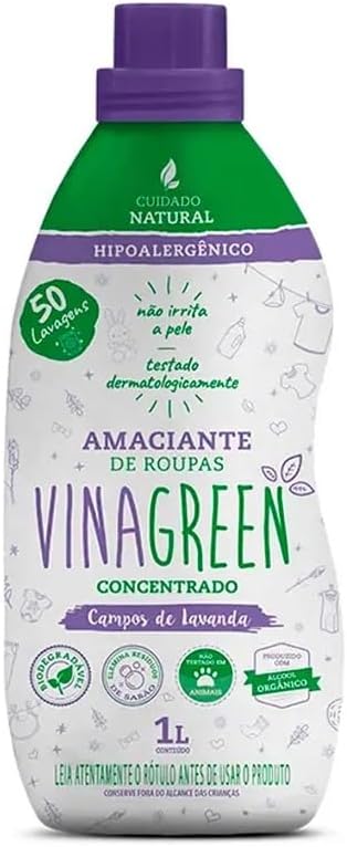 AMACIANTE DE ROUPAS LIQUIDO CONCENTRADO CAMPOS DE LAVANDA VINAGREEN 1 L.
