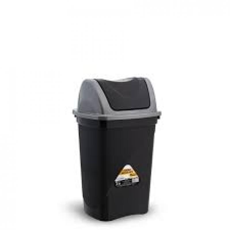 LIXEIRA PLASTICA PRETA BASCULANTE 15LT.