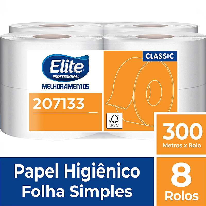 PAPEL HIGIENICO ROLO CLASSIC FS 8X300 ELITE
