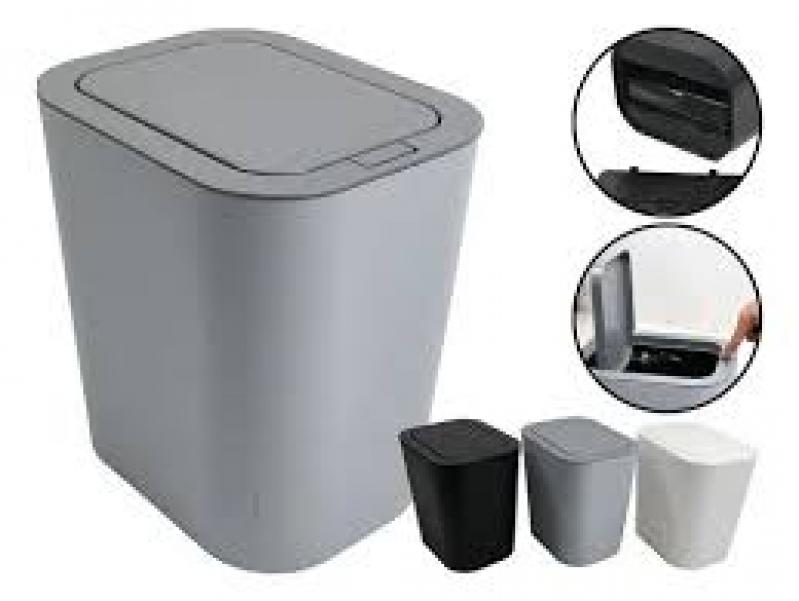 LIXEIRA CINZA CLARO 12L COM TAMPA CLICK TONK