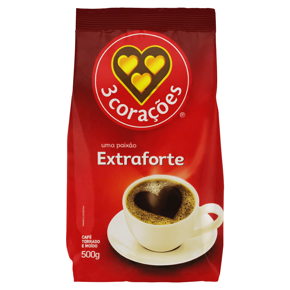 CAFE PO 3 CORACOES 500G EXTRA FORTE.