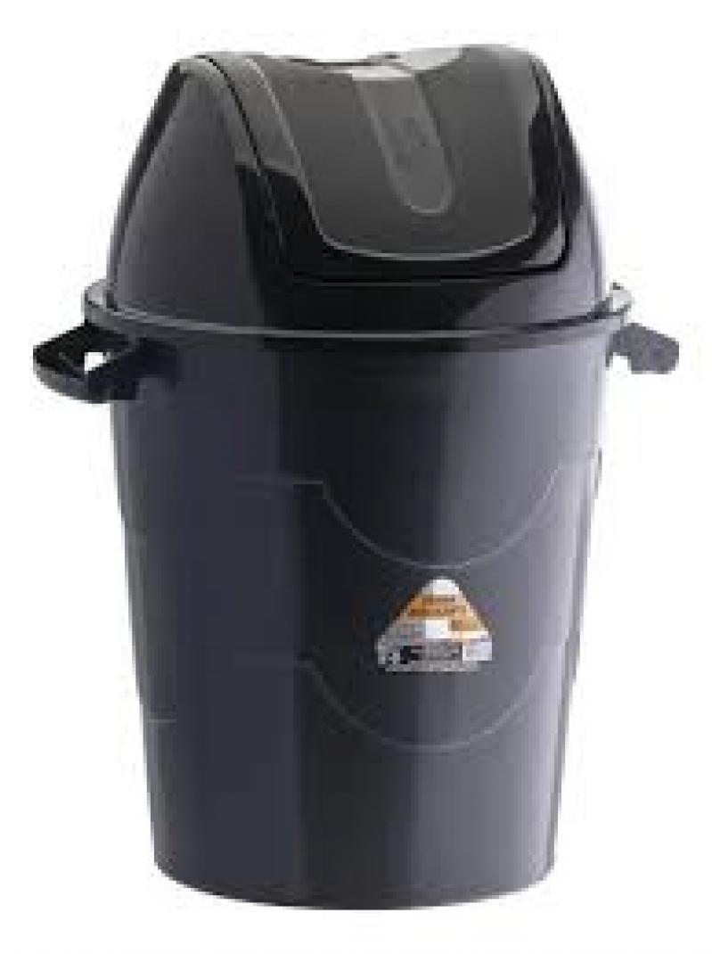 LIXEIRA PLASTICA PRETA BASC 42LT.
