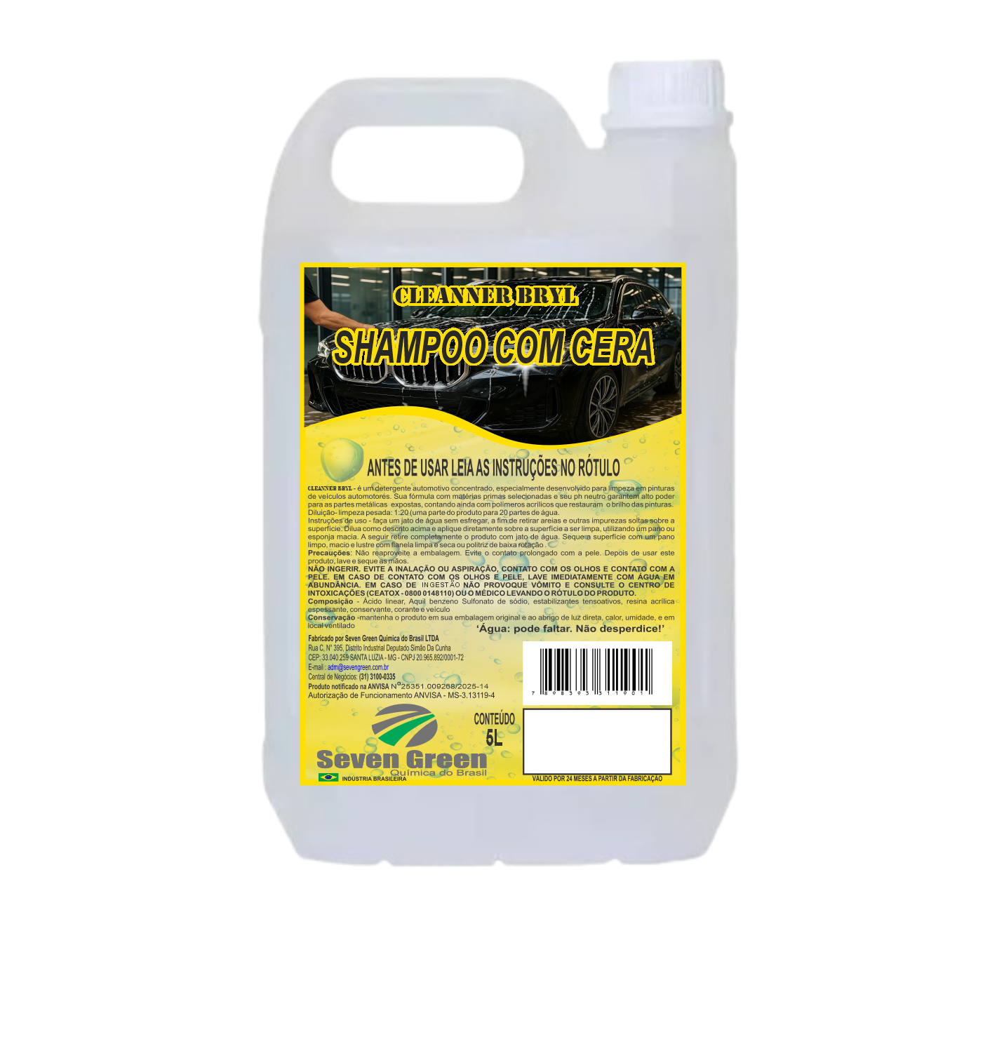 DETERGENTE AUTOMOTIVO COM CERA CLEANNER BRYL 5L SEVEN GREEN