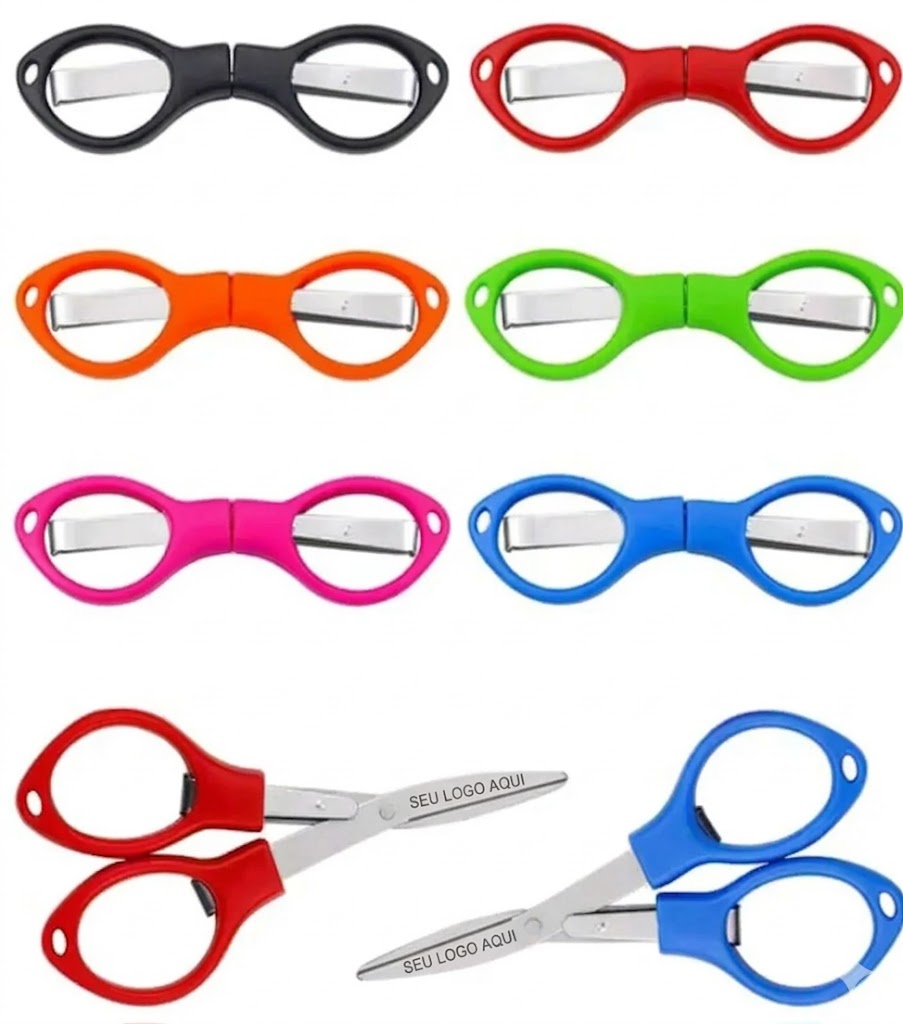 TESOURA DOBRÁVEL CABO DE PLÁSTICO 