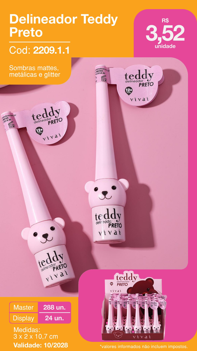 Delineador Teddy Preto 2209.1.1 un3.52 cx288