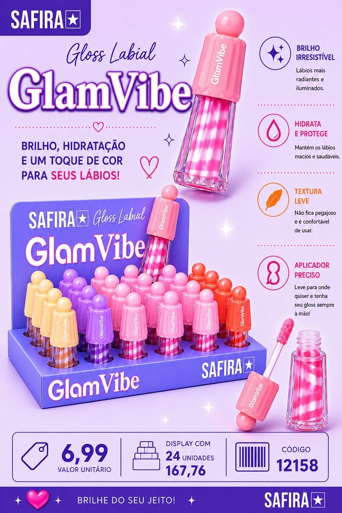 Gloss Labial GlamVibe 12158 un6.99 cx24
