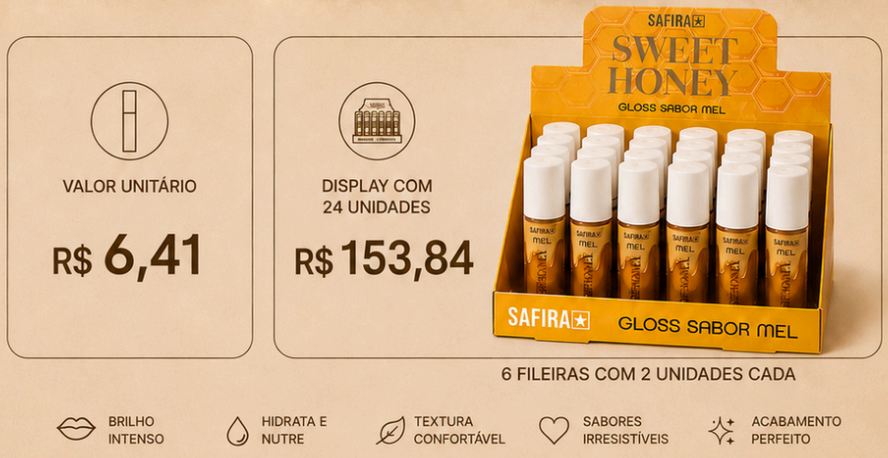 Gloss Sabores - Sweet Honey 68061 un6.41 cx24
