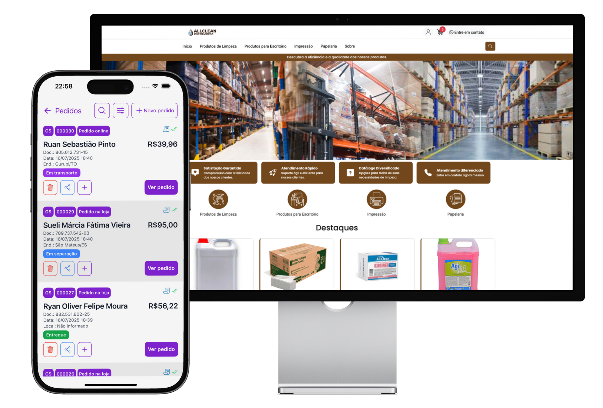 Portal B2B: Pedidos + Financeiro + Estoque Integrado