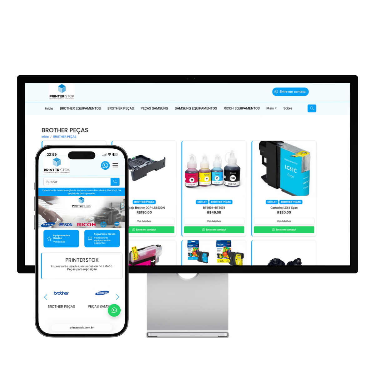 Catálogo digital PRINTERSTOK com produtos organizados